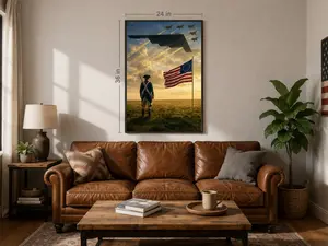 [NO FRAME] American Flag Patriotic Poster, B2 Stealth Bomber Military Wall Art, Veteran Gift Decor, USA Freedom Tribute, America 250th Anniversary