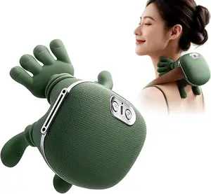 Electric Shiatsu Massage Device with Neck Shoulder Relaxer - Soothing Heat, Human Hand-Simulating Deep Kneading Nodes, Portable Muscle Relief for Adults, Green, Mother's Day Gift with Sock, Abs Targeting