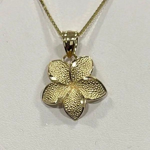 14k gold pendant- hibiscus flower 22mm long (pendant only)