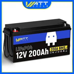 WattCycle 12V 200Ah LiFePO4 Lithium Battery 1 Pack, Up to 20000 Cycles, Built-in 200A BMS, Low Temperature Protection, 10 Years Lifespan, Perfect for RV/Outdoor Camping/Home Energy Storage