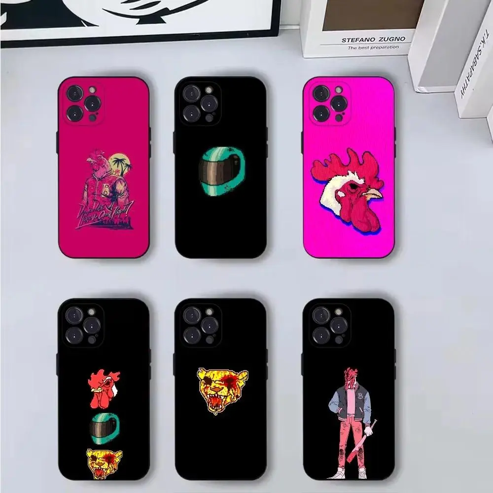 H-Hotline M-Miami Game Phone Case Soft Black Gamer Protective Cover For iPhone 11-17 Pro Max/Plus & Samsung Galaxy S23-S25