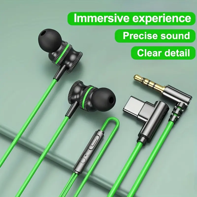 Wired Gaming Headphones In-Ear with 3.5Mm Type-C Connectors HD Mic Magnetic Earbuds Clear Sound Enhanced Bass USB-C Wired Headphones
