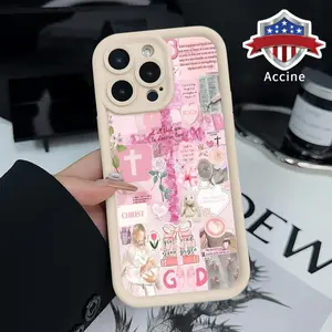Compatible with iPhone 16 15 Pro Max Plus E 14 13 12 11 X XR Pink Divine Love Rugged Durable shockproof Anti-Scratch soft Silicone case