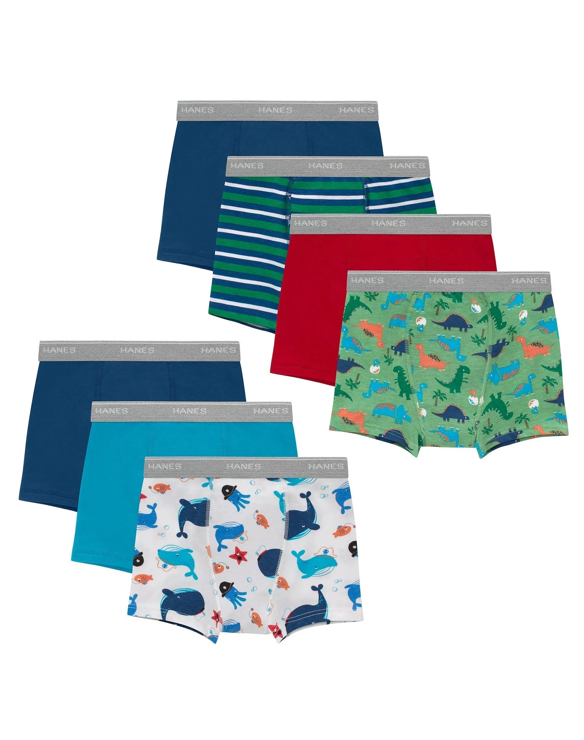 Hanes Toddler Boys' Underwear Boxer Brief Potty Trainers, 7-Pack, Cotton Stretch Assorted