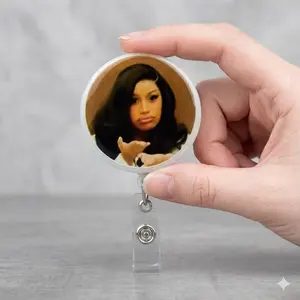 Funny Meme Sparkly Retractable Badge Reel Cute Acrylic ID Holder For Nurses Teachers Office Staff Sarcastic Work Accessory