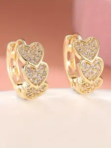 Heart Shaped Rhinestone Decorated Hoop Earrings, Elegant Jewelry for Party, Daily Clothing Decor, Trendy All-match & Exquisite Jewelry for Birthday Gift, Fashion Earrings