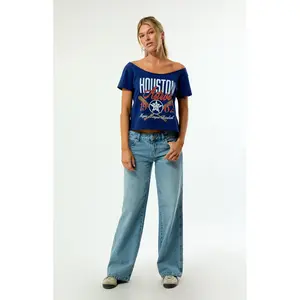 WILD COLLECTIVE Women's x MLB Houston Astros Off-The-Shoulder T-Shirt