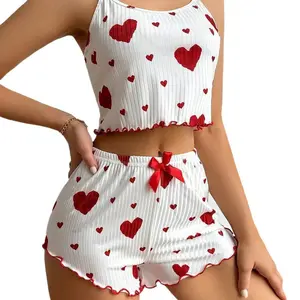 Lounge Sets for Women Pajama Sets 2 Piece Cute Top and  Shorts Camisole Pjs Soft Sleepwear