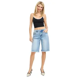 Risen Jeans - Tummy Control Slouchy Bermuda Shorts (12" Inseam) - RDS6353