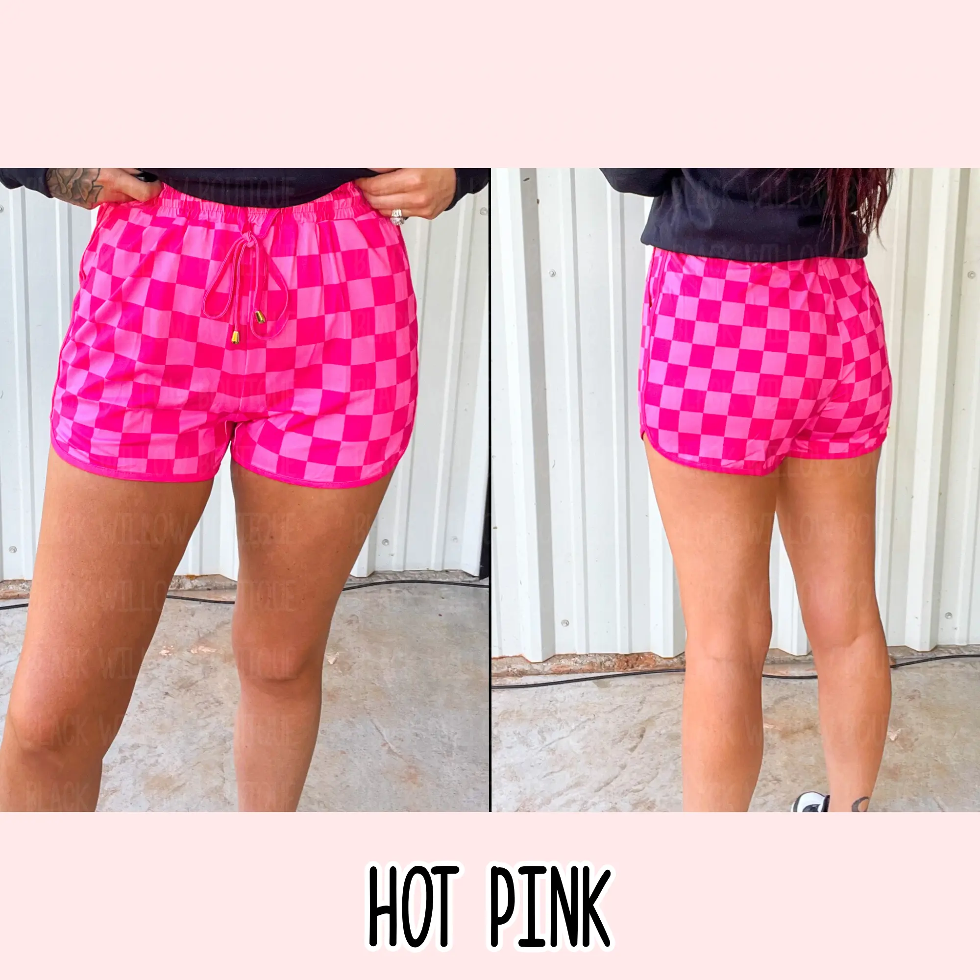 Black Willow Drawstring Active Shorts