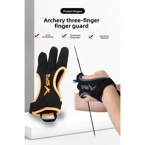 New, archery three-finger finger protection, thickened fingertips, traditional recursive bow and arrow Mediterranean pull-string gloves