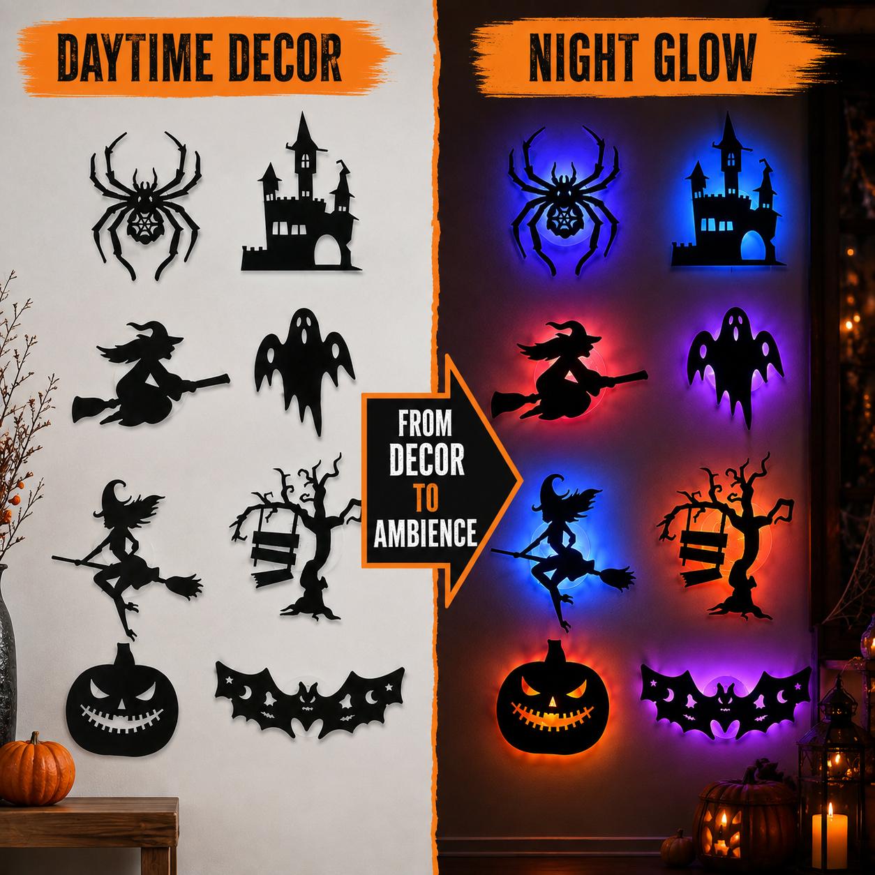 Halloween wall light peel and stick installation