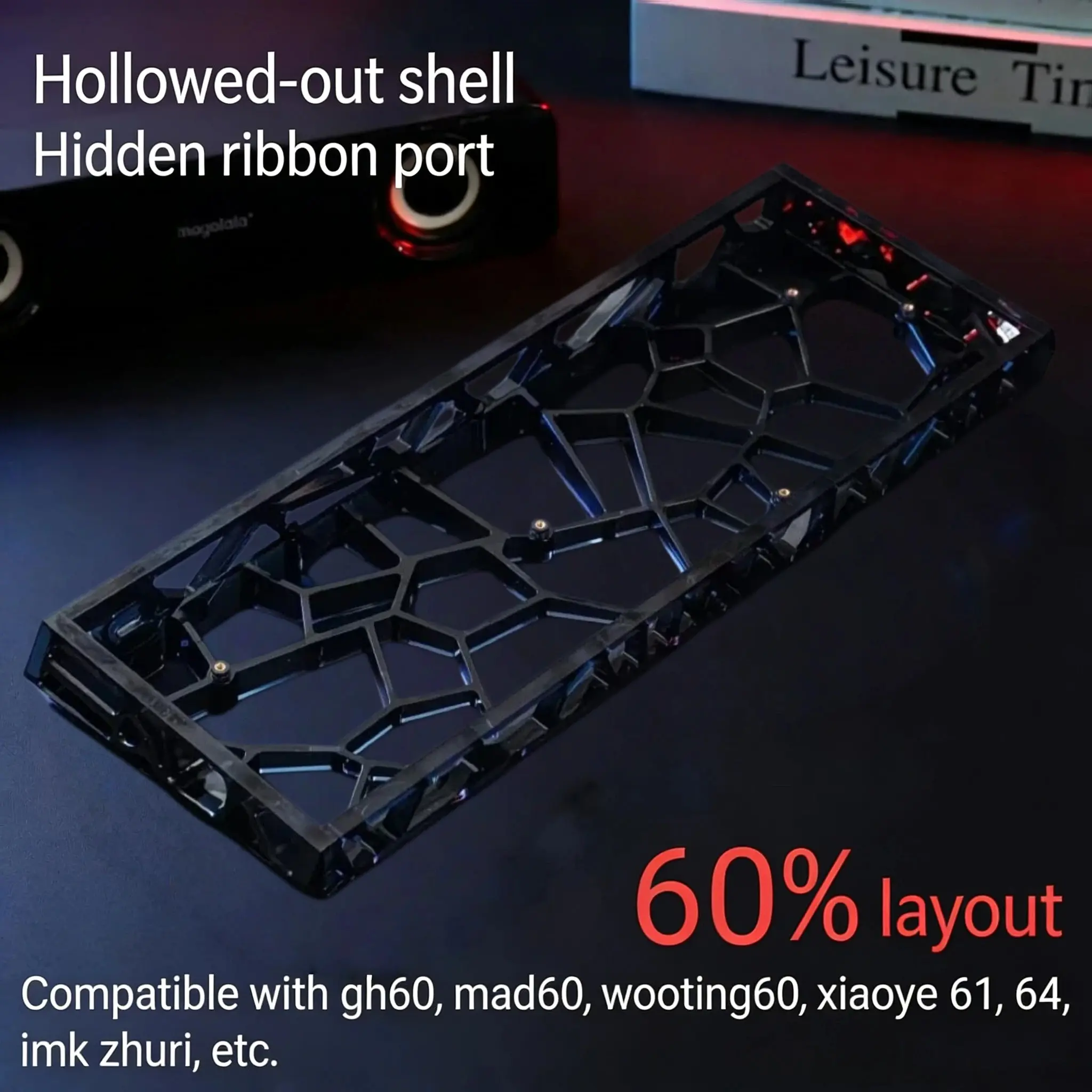 Gh60 Keyboard Case High Hardness Hollow Transparent Shell Hard Plastic PC Case for Holy60 Mad60 Wooting60 Win60 Custom Keyboards PC Gift Accessories