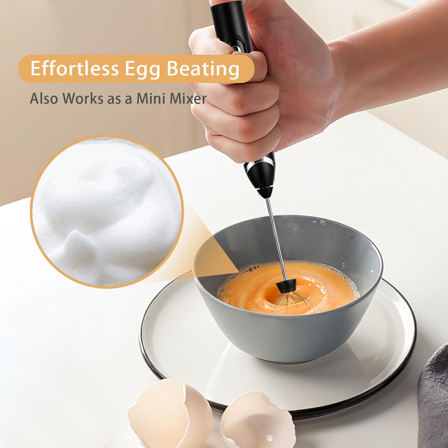 Summervibes 2026 Upgraded Rechargeable Milk Frother Handheld with 3 Heads 3 Speeds, Electric Coffee Mixer & Drink Foamer, Stainless Steel Whisk for Cappuccino, Latte, Cream Maker, Hot Chocolate, Egg Beater, Portable Kitchen Milk Bubbler ToolMothersDayGift