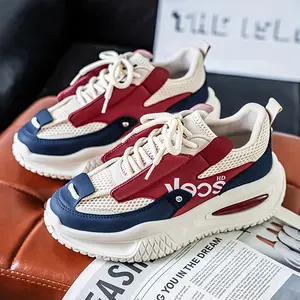 CORASUN Men's Athletic Sock Sneakers, Red & Blue Stylish Mesh Shoes with Thick Soft Sole, Lightweight Non-Slip Trainers for Running & Daily Wear, Breathable Sport Footwear for Adult Males