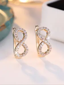 White Synthetic Zirconia Full Set Gold Infinity Symbol Women's Earrings Women's High Jewelry Gift Brithday Gift