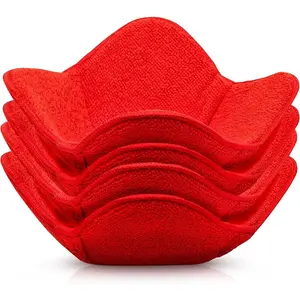Microwave Bowl Cozies Warmers Food Microfiber Heat Resistant Food Warmer Set Microwave Safe Hot and Cold Bowls Holder Without Burning Your Hands Set of 4 Microwave Bowl Holders (Red)