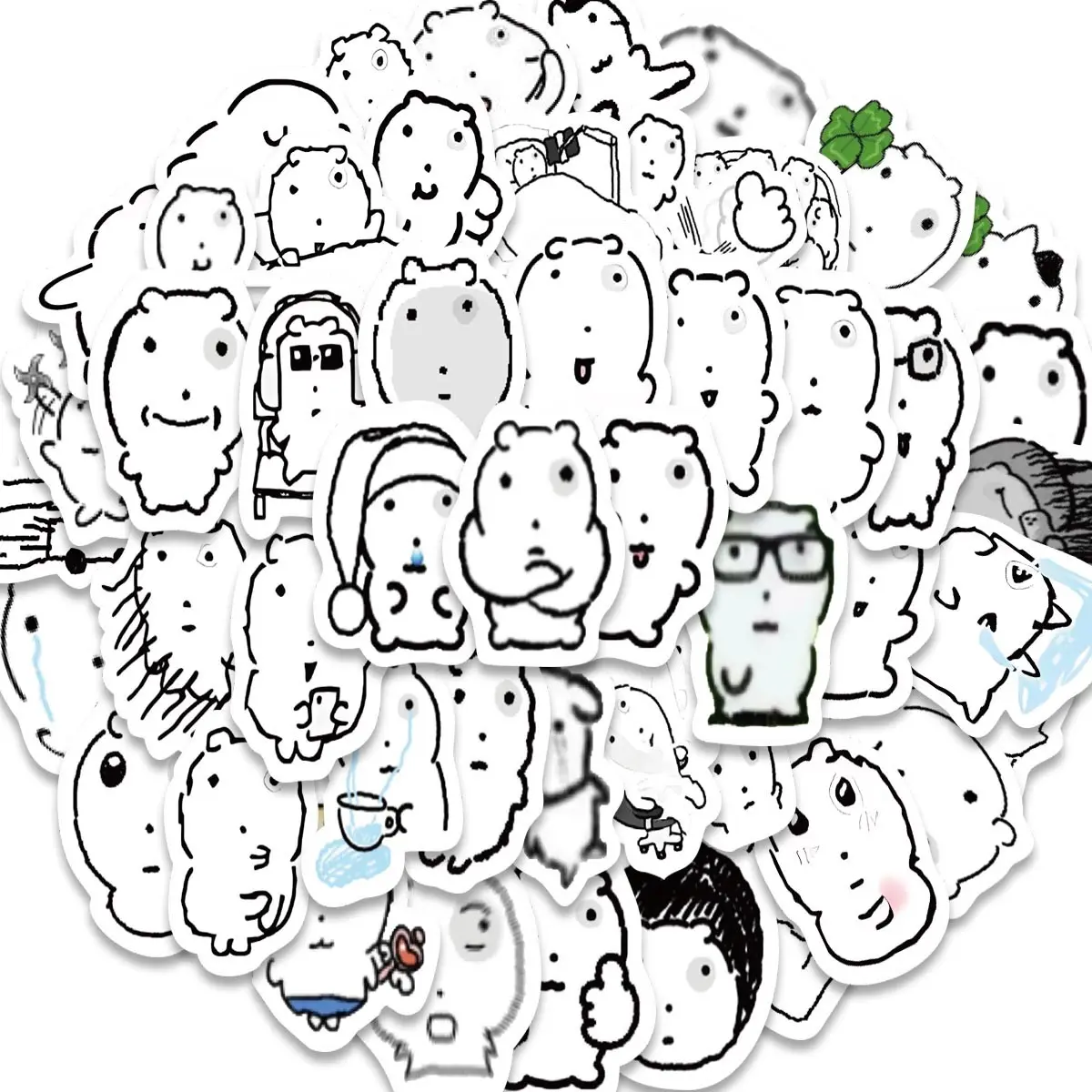 72pcs Hamster Meme Minimalist Funny Stickers Pack, Waterproof Kawaii Line Art Cartoon Decals for Laptop, Water Bottle, Journal & Scrapbook, Cute Animal Lover Gift, Sticker Packs