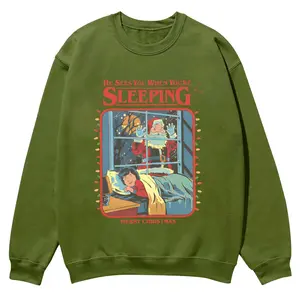 Casual Crewneck Sweatshirt Pure Cotton Merry Christmas Cozy Soft Material Long Sleeve Pullover Tops Retro Casual Style Warm Both for Men Women Street Wear Machine Washable Men's gifts Comfortable Durable Vintage Festival Santa Claus