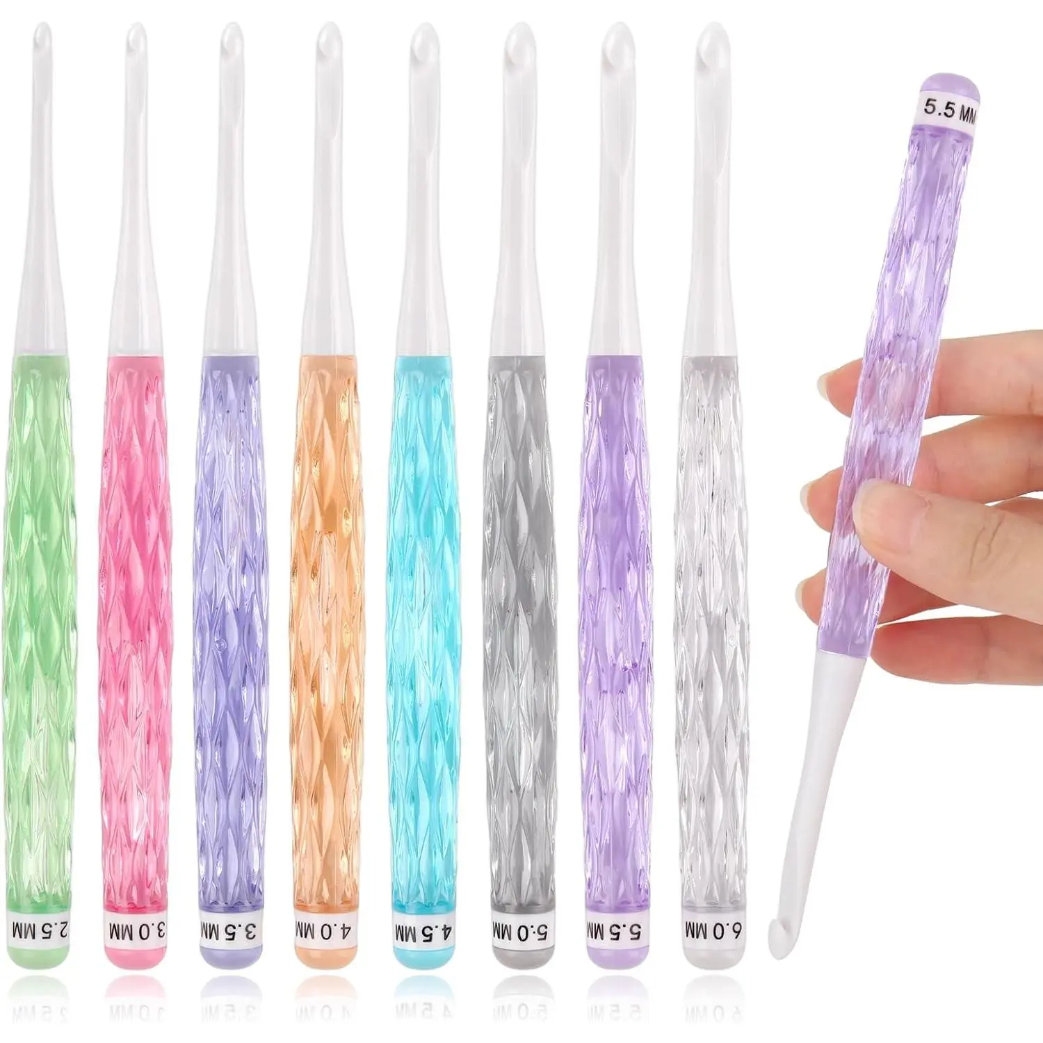8 count Inline Crochet Hooks Set, Crochet  for Crocheting Yarn, Non-Slip Crochet Hook Grips, Crochet Hooks for  Hands, Size 2.5mm-6mm Crochet Hooks, Cute Plastic Crochet Hooks