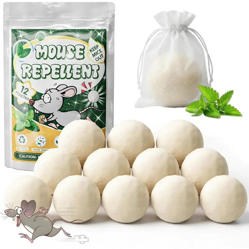 12 - Piece Peppermint Oil Rodent Repellent!Natural, effective against rats & mice.Safe for pets/humans, for indoor/outdoor.Eco - friendly, long - lasting, easy - use, odor - free.Keep rodents out of garden & home.
