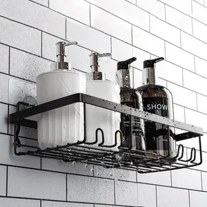 Wall Mounted Shower Metal Storage Rack Set, 2 Counts/set Punch Free Bathroom Organizer, Shower Organizer for Home Bathroom
