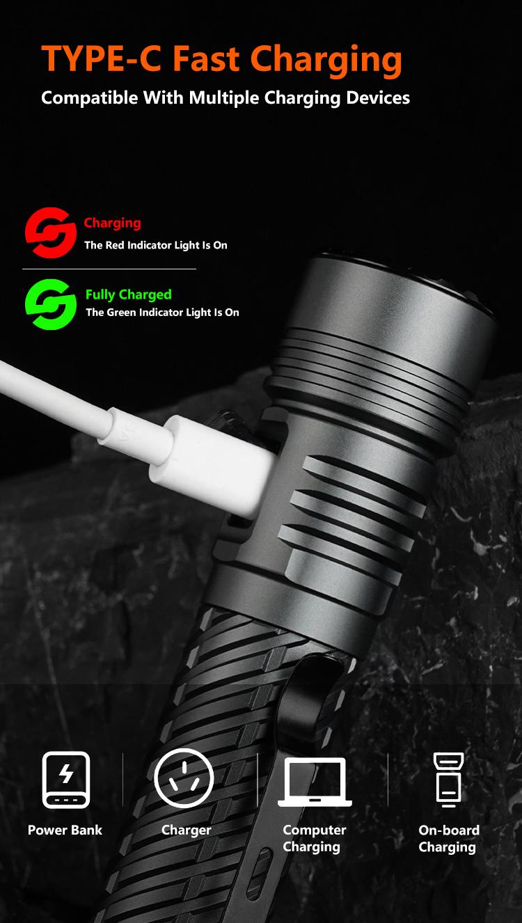 Rechargeable Flashlight Strong Light Ultra Bright Portable Outdoor Camping Flashlight Home Ultra Long Endurance Lighting Six Modes