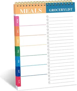 Weekly Meal Planner Notepad with Grocery List Tear-Off Pad, 90 Sheets Meal Prep Planner, Weekly Food Menu Organizer, Kitchen Planning Notebook for Healthy Eating & Shopping List