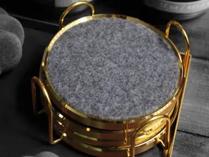 4" Merino Wool Felt Coasters (set of 4) with Coaster Holder