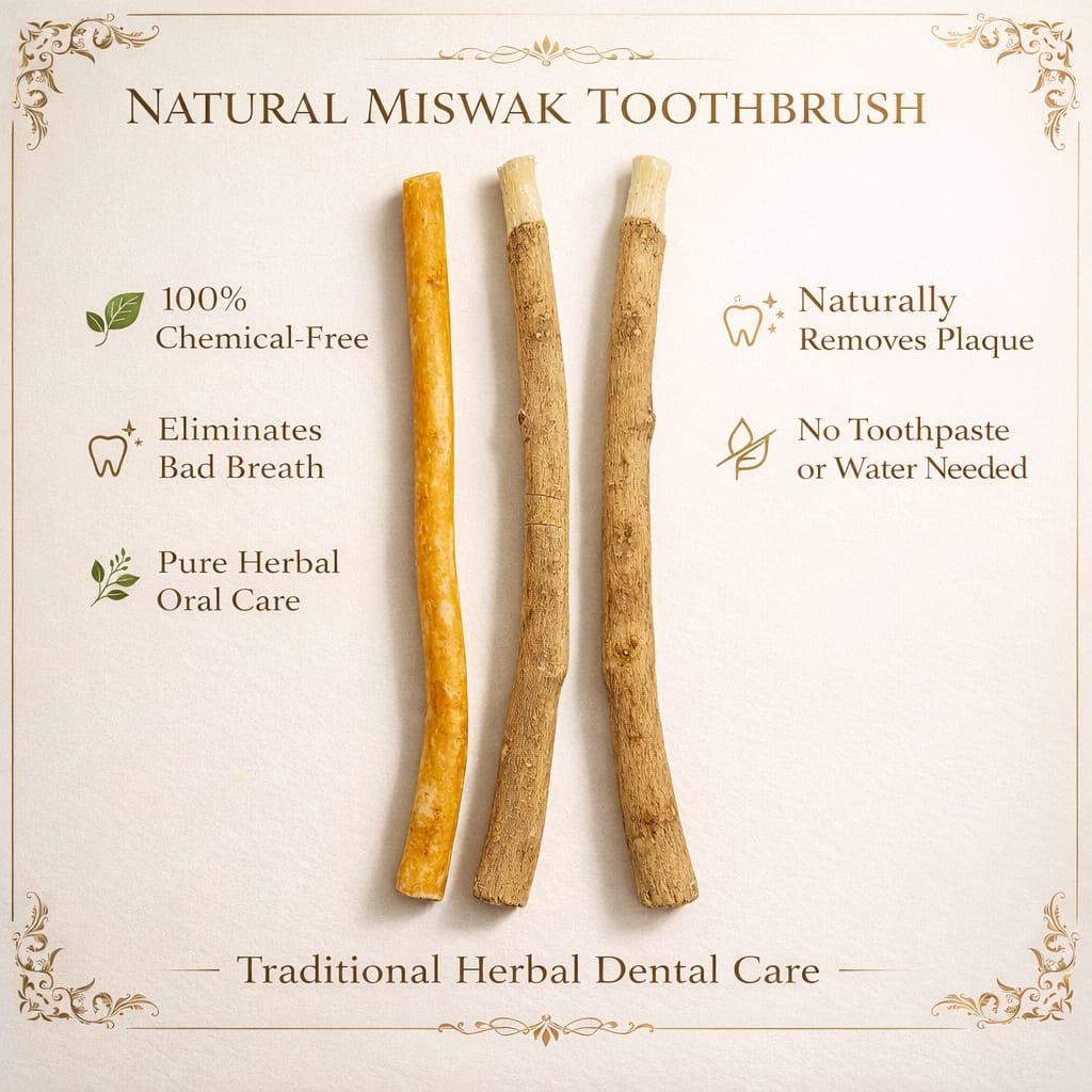 Litchi Miswak Sticks with Holders – Vacuum Sealed Natural Toothbrush from Authentic Peelu Tree | Teeth Whitening, Gum Care & Fresh Breath | Antibacterial Oral Care Traditional Daily Toothpaste