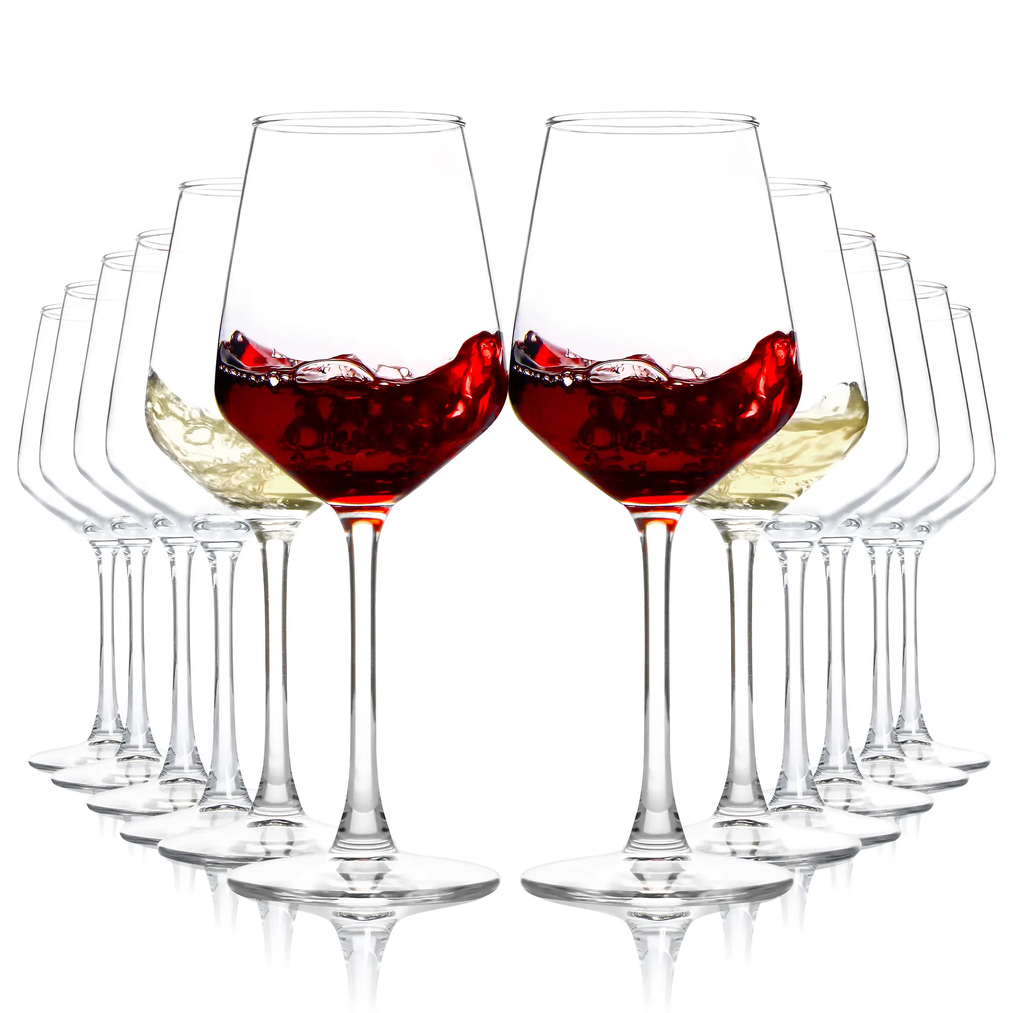 12Oz Red/White Wine Glasses Set, 8/12 pcs, Durable Long Stemmed Crystal Clear Glasses, Lead-Free Goblet, Perfect for Home Wedding Party Christmas