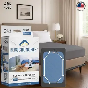 Bed Scrunchie 3-in-1 Adjustable Bed Sheet Straps & Fasteners – 360° Elastic Fitted Sheet Tightener with Heavy-Duty Anti-Slip Clips – Prevent Loose or Slipping Sheets – Universal Bed Sheet Holder for Deep, Extra-Deep, Pillow-Top & Adjustable Mattresses