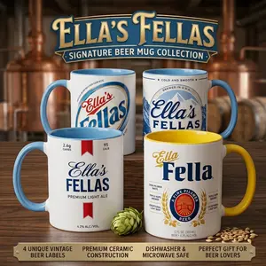 Ella_s Fellas Funny Western Mountain Ceramic Mug, Retro Beverage Label Coffee Cup - Novelty Cowboy Gift for Him