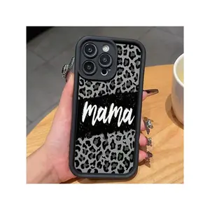 Shockproof Silicone TPU Bumper Cover for iPhone 16 Pro Max,15 Plus,14,13,12,11,XR,XS - Western MAMA Letter Leopard Print, Cellphone Smartphone Handheld Devices Accessories, Drop Protection Case