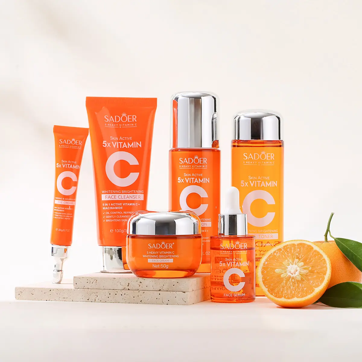 SADOER 5X Vitamin C Skin Care Set - Brightening, Anti-Aging