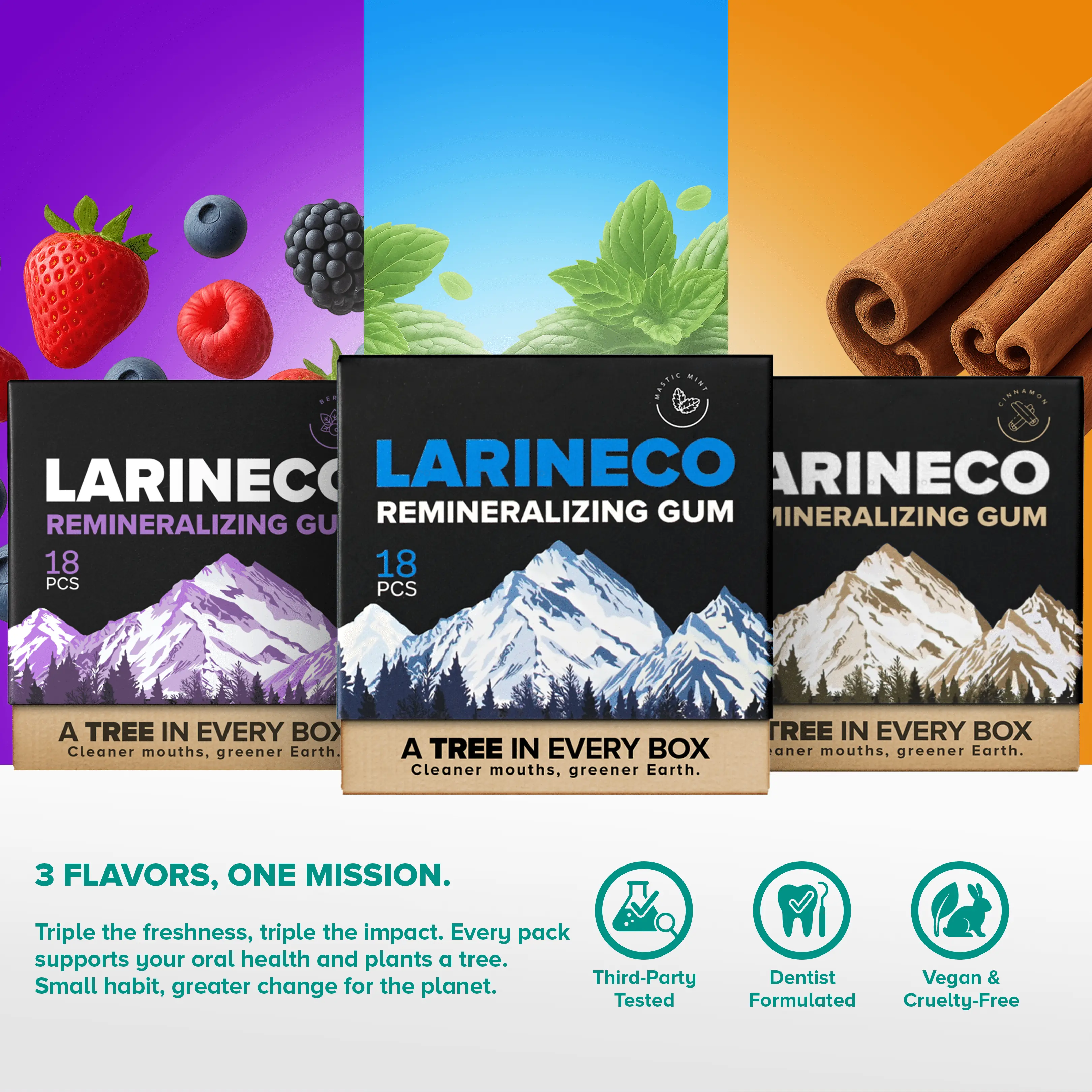 Larineco Remineralizing Gum with Nano Hydroxyapatite & Xylitol  Sugar Free   Dye-Free, Aspartame-Free  Natural Base  Multi Flavours - TikTok Shop