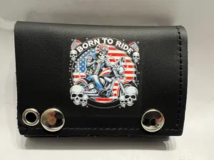 Men's Leather Chain Wallet, Motorcycle-Themed Men's Wallet - Born To Ride, Motorcycle-Themed Men's Wallets