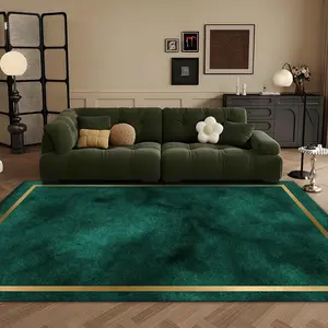 Green Geometric Pattern Floor Mat, Rectangle Home Decorative Carpet, Non-slip Floor Mat for Home Living Room Bedroom Study Room, Home Decorative Rug