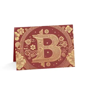 Golden Bitcoin Prosperity Greeting Card