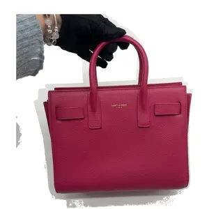 Pre-owned Yves Saint Laurent Smooth calfskin leather Top Handle Bags Sac de Jour Fuchsia pink Very Good S016260514003