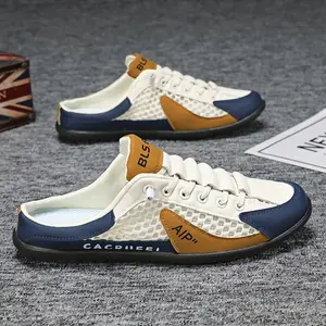 CORASUN 2026 Spring Summer Men'S Fashionable Multifunctional One Foot Casual Shoes - Anti Slip And Durable Sports Sandals, Comfortable Insole, Breathable Fabric Lining, Mesh Splicing, Navy Blue/white/beige - Suitable For Indoor, Vacation