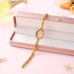 Vintage Time Tunnel Oval Watch | Dainty Gold Chain Bracelet Quartz | Ready-to-Gift Elegant Jewelry for Her