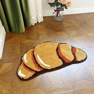 Croissant Shaped Non-slip, 1 Count Water Absorbant Rug for Bathroom, Kitchen, Bedroom, Kids' Room, Water Absorbent Mat