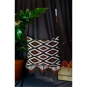 Olympic Bronze - Elegant Beaded Purse in Brown & Gold - Handmade by Huichol Artisans - Mother Sierra