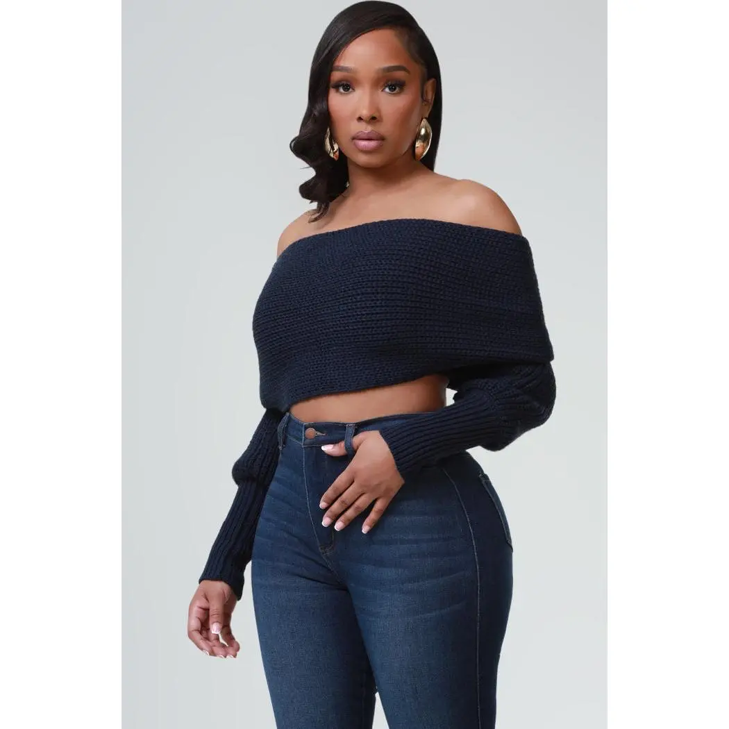 Multi Way Wrap Sweater - Navy Blue