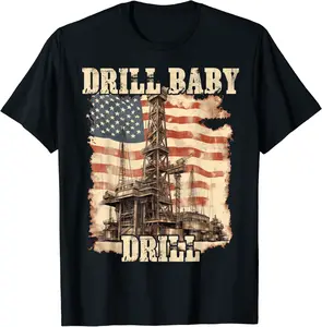 Drill Baby Drill American Flag Design T-Shirt - Elidatorr Shop 73B0C51PND74