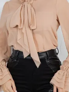 Trim Long Sleeve Blouse
