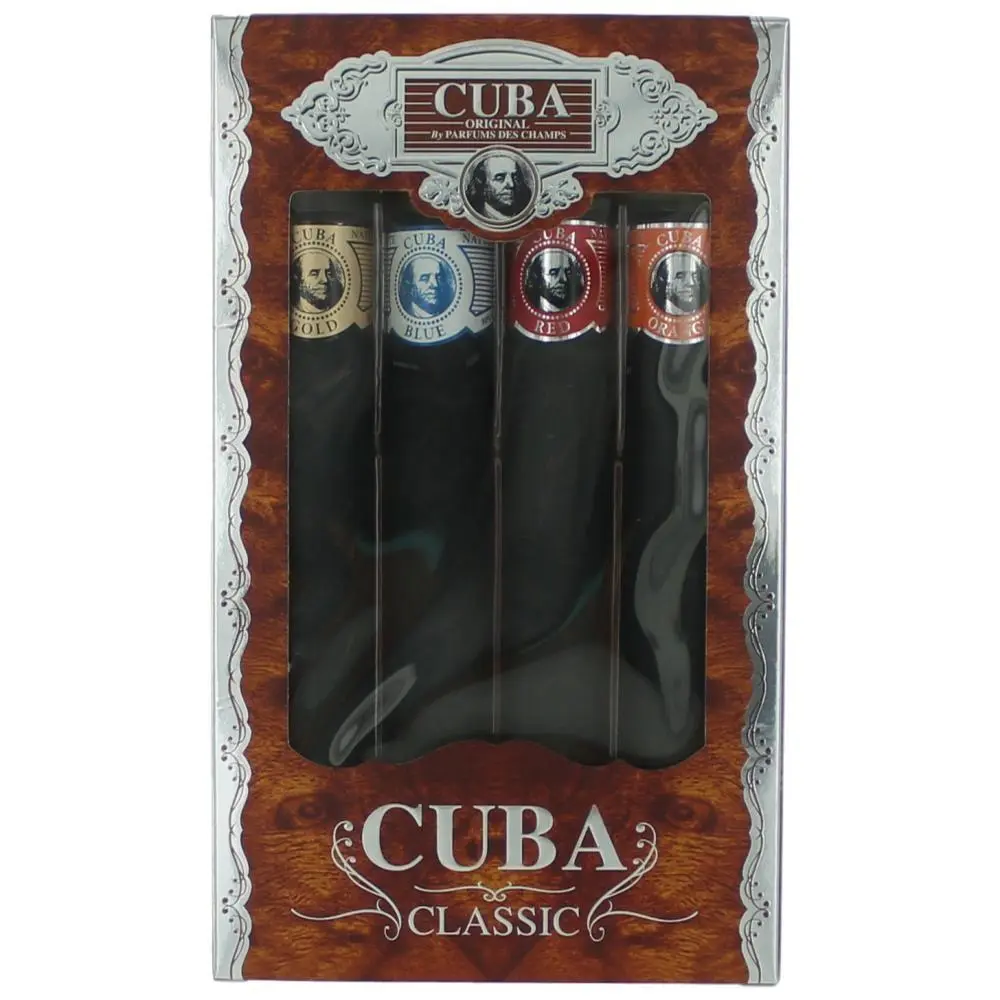 Cuba by Cuba for Men - 4 Pc Gift Set 1.17oz Cuba Gold, 1.17oz Cuba Blue, 1.17oz Cuba Red, 1.17oz Cuba Orange