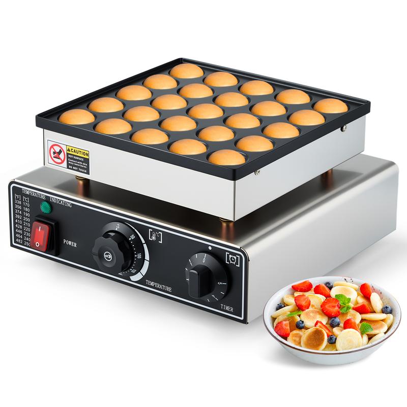 25PCS Electric Poffertjes Maker - Dutch Pancake/Dorayaki Grill | Timer & Temp Control Non-Stick for Commercial/Home Use