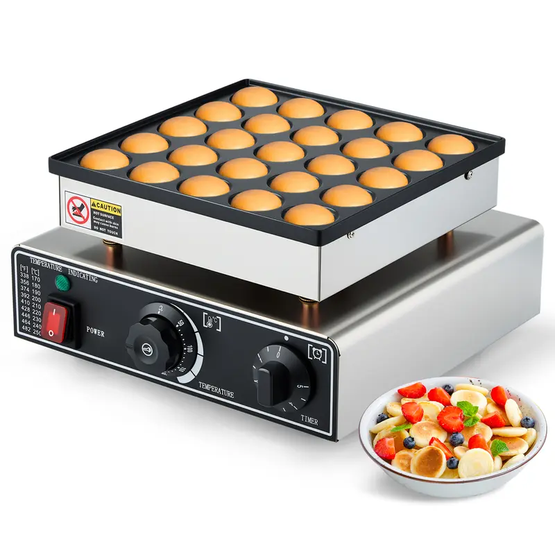 25PCS Electric Poffertjes Maker - Dutch Pancake/Dorayaki Grill | Timer & Temp Control Non-Stick for Commercial/Home Use